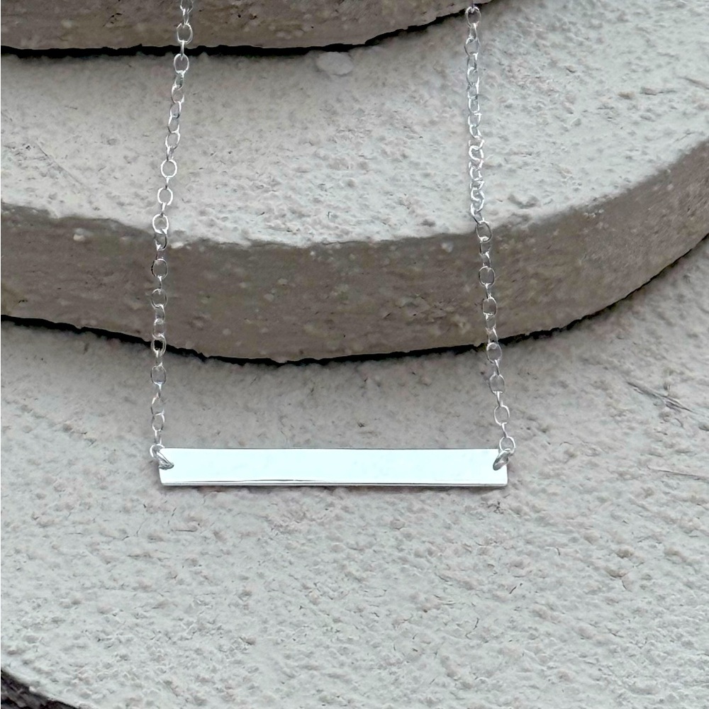 925 Sterling Silver Polished Bar Necklace! NEW!